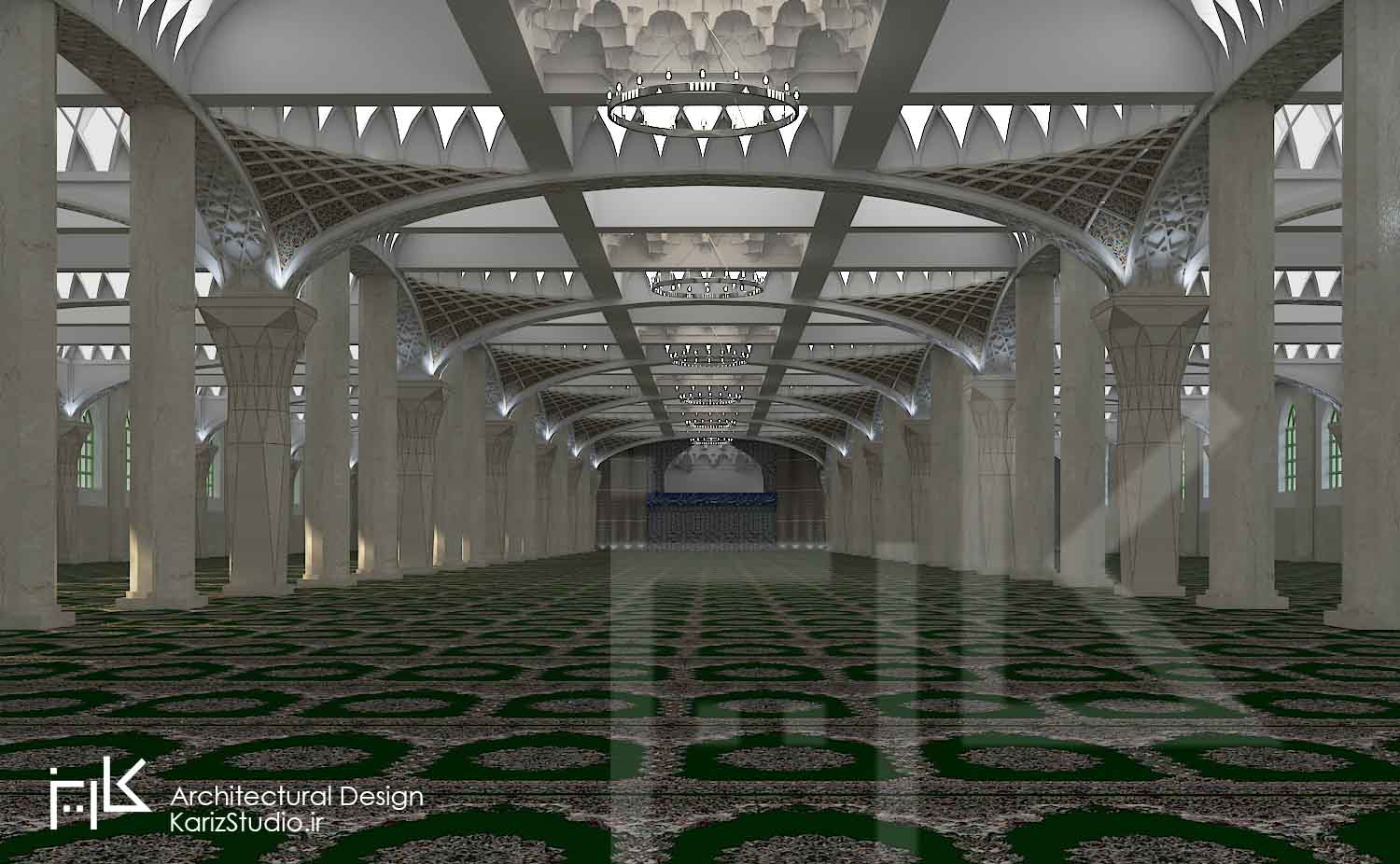 طراحی داخلی شبستان مسجد جامع کرمانشاه