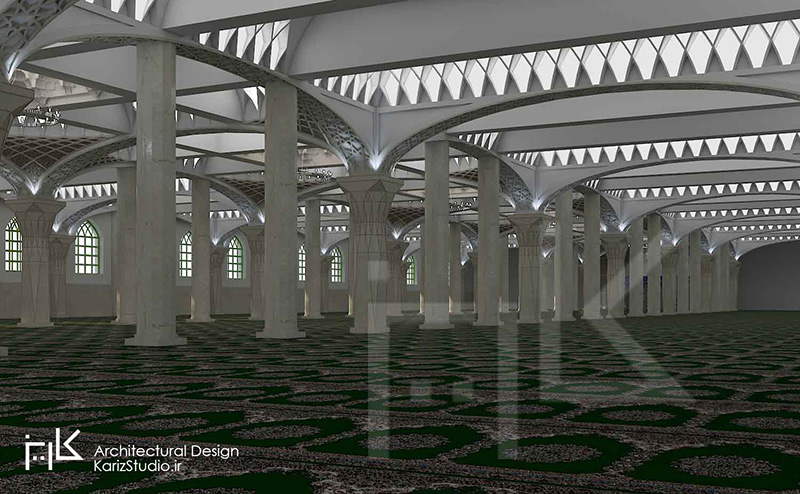 طراحی داخلی شبستان مسجد جامع کرمانشاه 